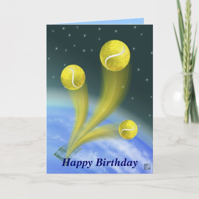 Tarjeta Cumpleaños de la victoria del tenis feliz (Anverso)