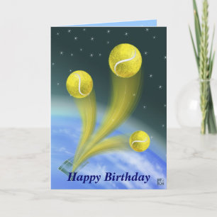Tarjeta Cumpleaños de la victoria del tenis feliz