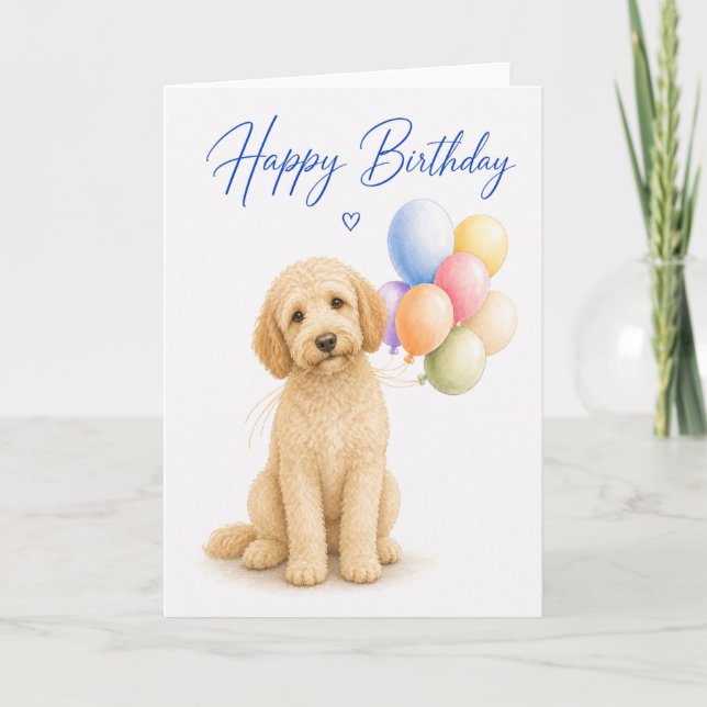 Tarjeta Cumpleaños de Labradoodle (Anverso)