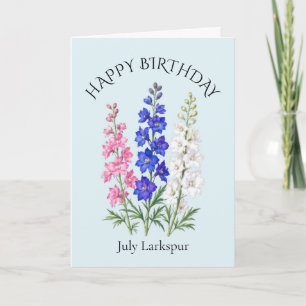 Tarjeta Cumpleaños de Larkspur de Julio