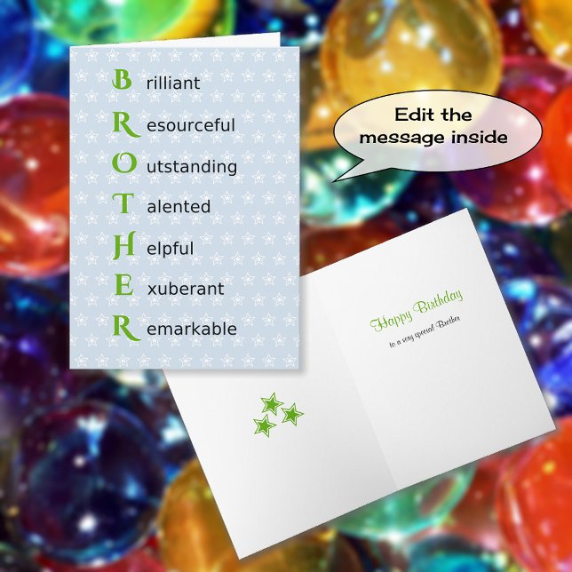 Tarjeta Cumpleaños de las estrellas de texto del hermano (Subido por el creador)