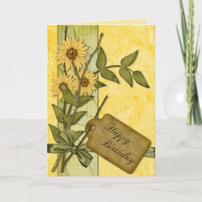 Tarjeta Cumpleaños de las flores de primavera (Anverso)