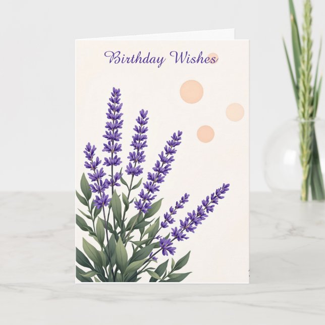 Tarjeta Cumpleaños de las Flores Púrpura (Anverso)