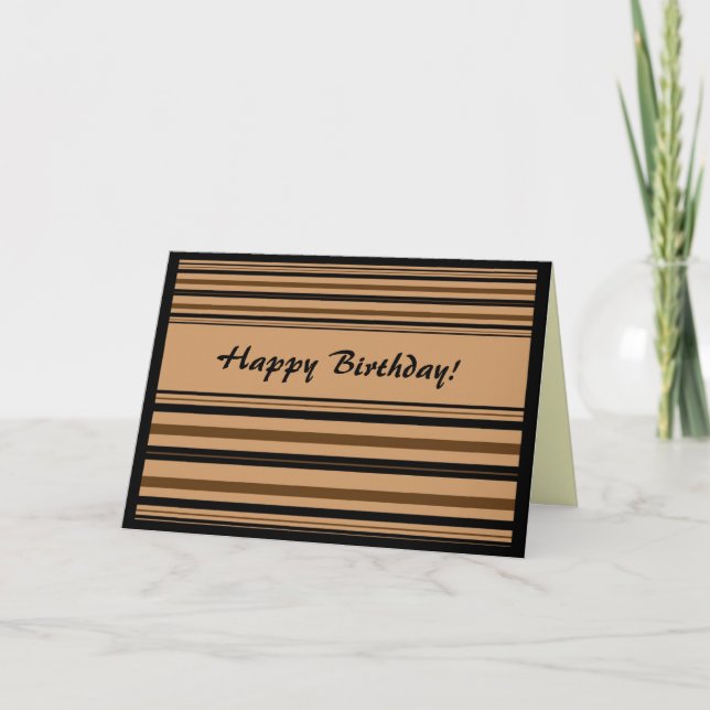 Tarjeta Cumpleaños de las franjas negro y marrón (Anverso)