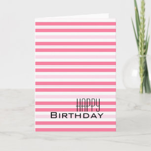 Tarjeta Cumpleaños de las franjas rosadas Girly