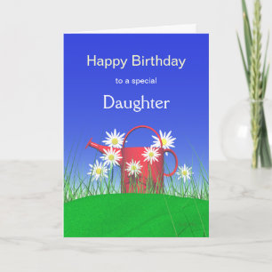 Tarjeta Cumpleaños de las hijas y lata de agua