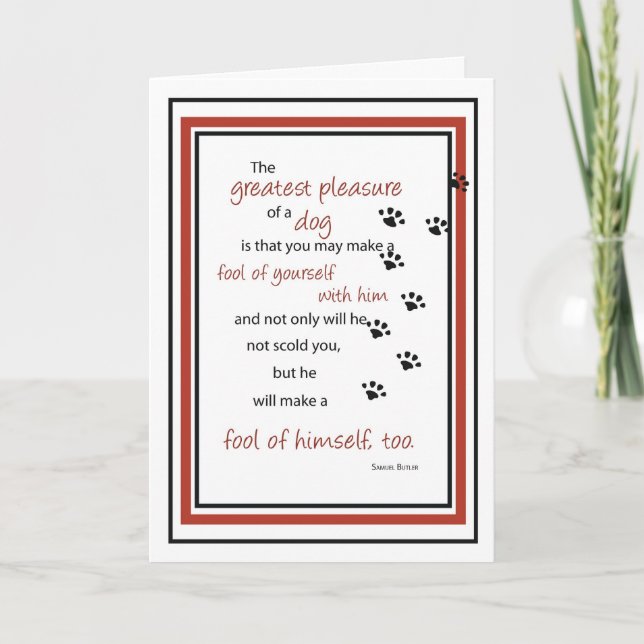 Tarjeta Cumpleaños de las huellas de la cita del perro (Anverso)