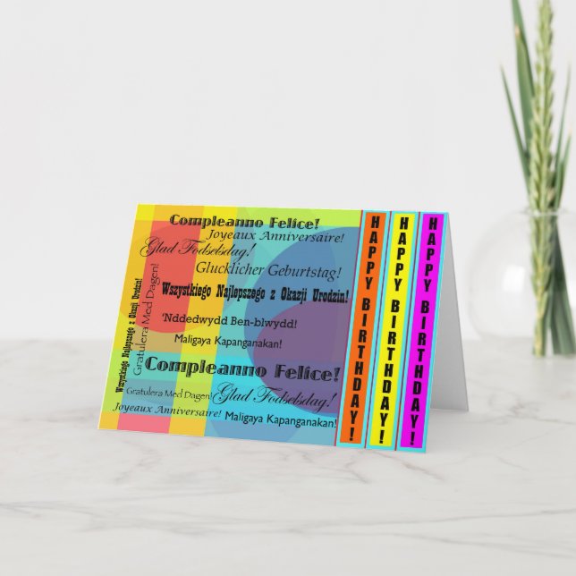 Tarjeta Cumpleaños de las idiomas (Anverso)