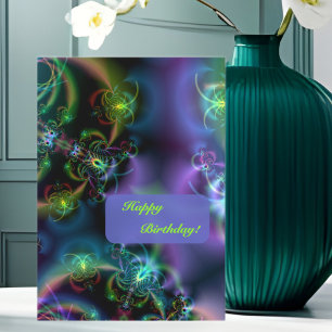 Tarjeta Cumpleaños de las mariposas del fractal feliz