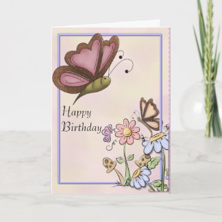 Tarjeta Cumpleaños de las mariposas y flores