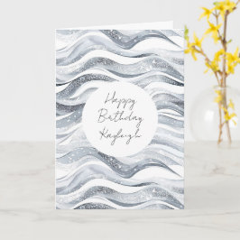Tarjeta Cumpleaños de las Olas Blancas Plateadas