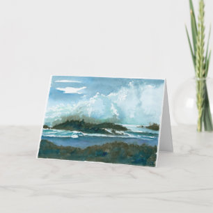 Tarjeta Cumpleaños de las olas oceánicas de la acuarela de