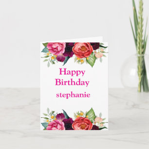 Tarjeta Cumpleaños de las rosas rosadas de color brillante