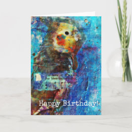 Tarjeta Cumpleaños de las técnicas mixtas del chirrido
