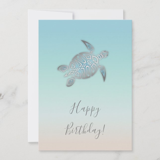 Tarjeta Cumpleaños de las tortugas marinas de plata (Anverso)