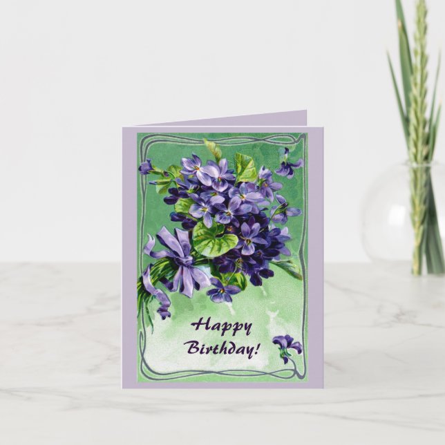Tarjeta Cumpleaños de las violetas de la frontera del (Anverso)