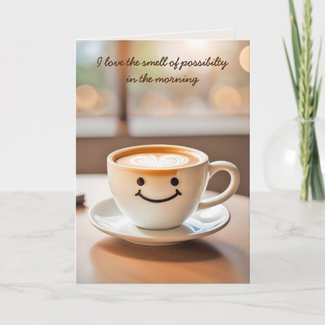 Tarjeta Cumpleaños de Latte Sonriente (Anverso)