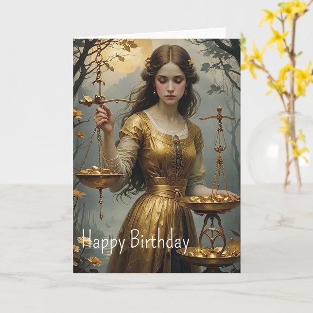 Tarjeta Cumpleaños de Libra (flor amarilla)