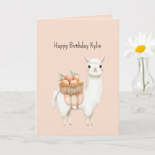 Tarjeta Cumpleaños de Llama Melocotón Dulce