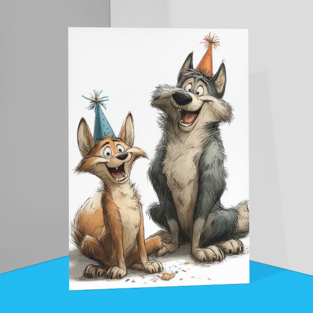 Tarjeta Cumpleaños de lobo lindo  (Subido por el creador)