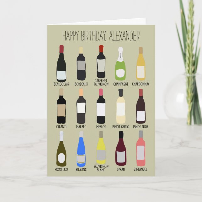 Tarjeta Cumpleaños de los amantes del vino (Anverso)