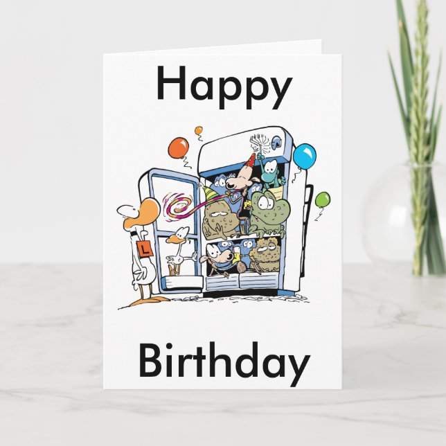 Tarjeta Cumpleaños de los animales del dibujo animado (Anverso)