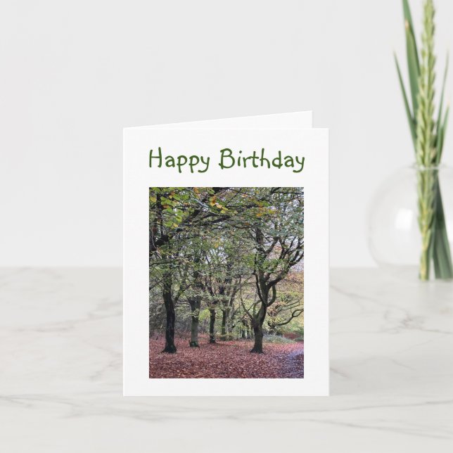 Tarjeta Cumpleaños de los árboles del otoño (Anverso)