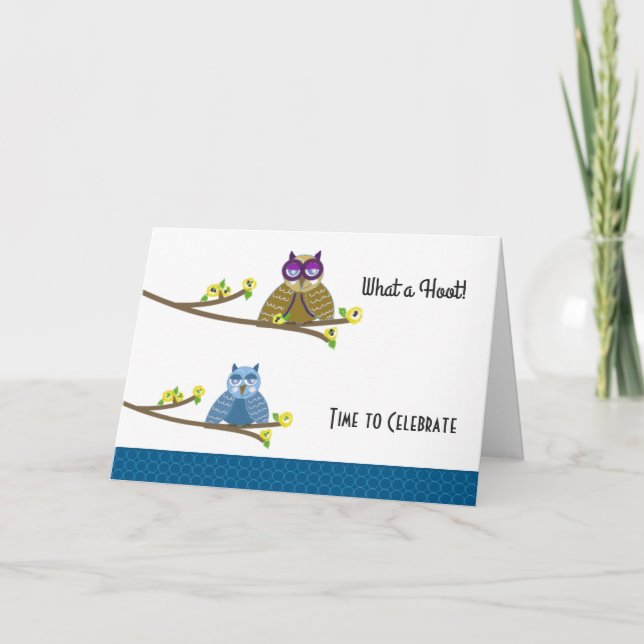 Tarjeta Cumpleaños de los búhos ululantes (Anverso)