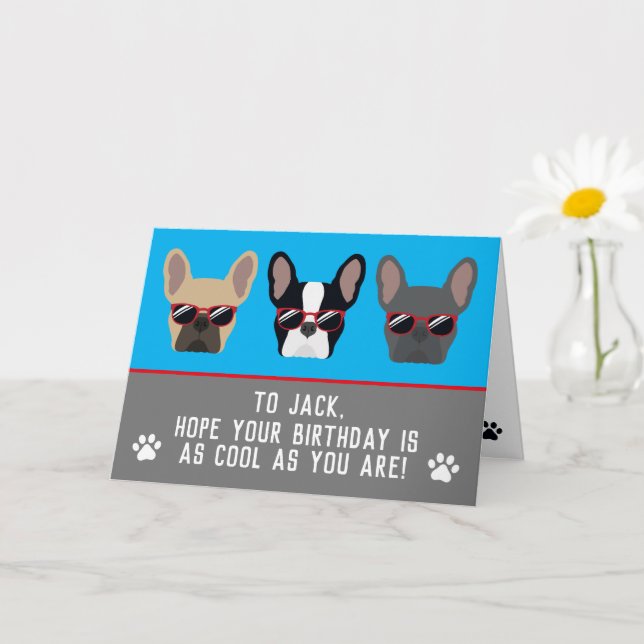 Tarjeta Cumpleaños de los Bulldoges Franceses de Guay (Planta pequeña)