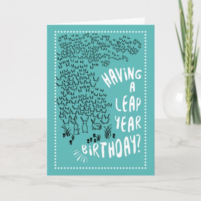 Tarjeta Cumpleaños de los Conejos del Año Salto (Anverso)