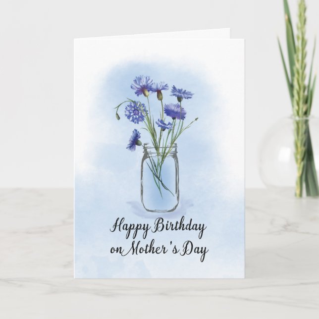 Tarjeta Cumpleaños de los Cornflowers Día de la Madre en M (Anverso)