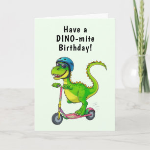 Tarjeta Cumpleaños de los dinosaurios verdes de Guay