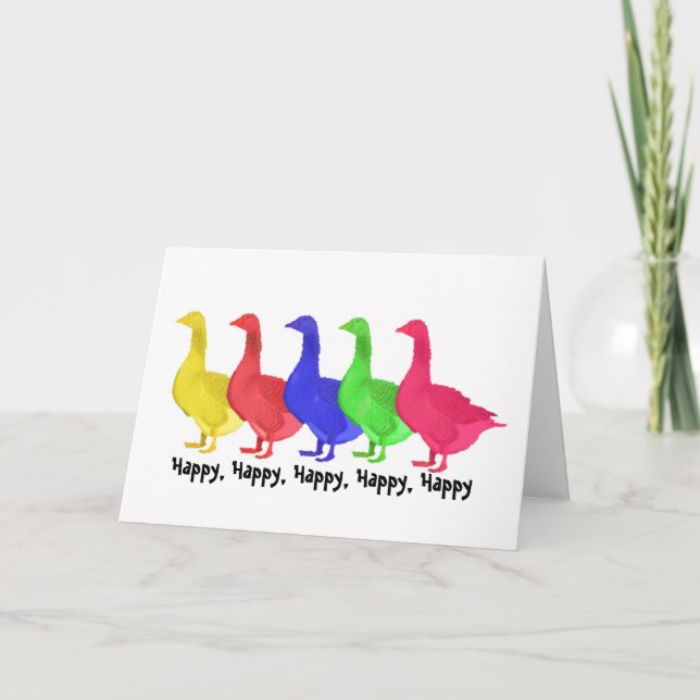 Tarjeta Cumpleaños de los gansos del feliz cumpleaños (Anverso)