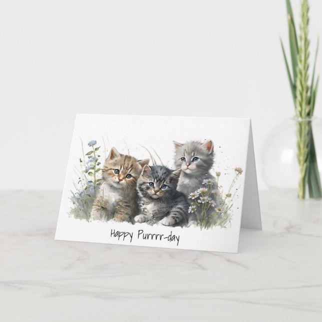 Tarjeta Cumpleaños de los gatitos acuáticos (Anverso)