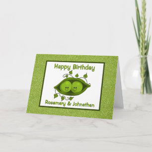Tarjeta Cumpleaños De Los Gemelos, Dos Peas En Un Pod Pers