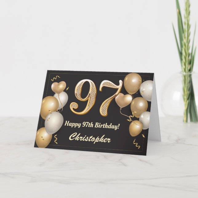 Tarjeta Cumpleaños de los Globos de Oro y Negro 97 (Anverso)