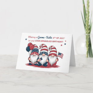Tarjeta Cumpleaños de los Gnomes Patrióticos el 4 de julio