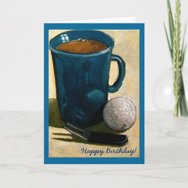Tarjeta Cumpleaños de los golfistas: Pintura de la pelota  (Anverso)