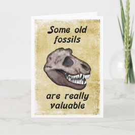 Tarjeta Cumpleaños de los mayores, T-Rex, algunos fósiles 