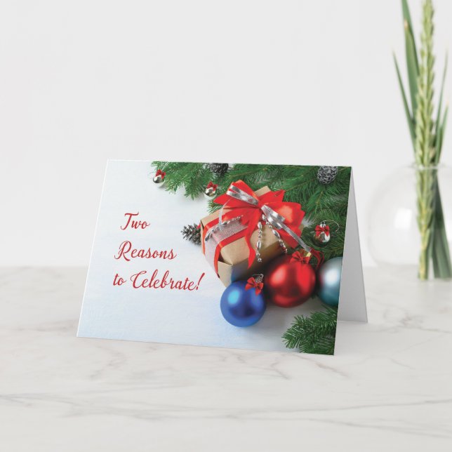 Tarjeta Cumpleaños de los Navidades duplica la celebración (Anverso)