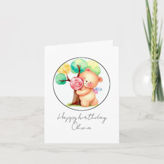 Tarjeta Cumpleaños de los niños con oso y dulce