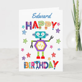 Tarjeta Cumpleaños de los niños de Cute Robot