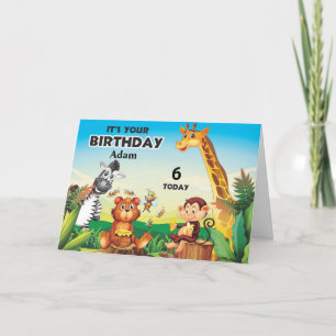 Tarjeta Cumpleaños de los niños del Safari de la Selva Per