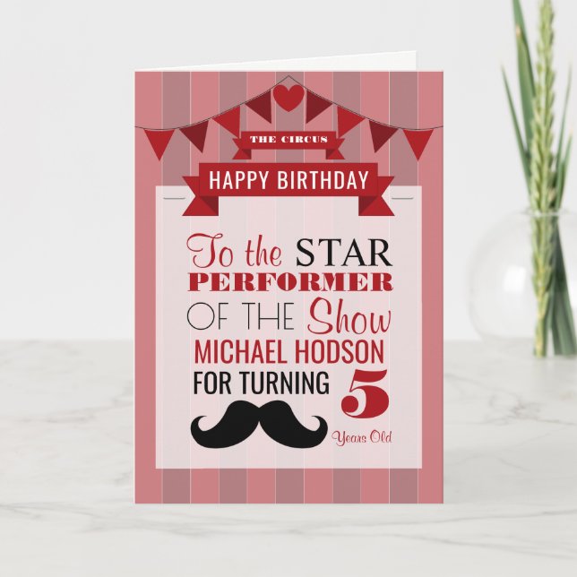 Tarjeta Cumpleaños de los niños Posters del circo clásico (Anverso)