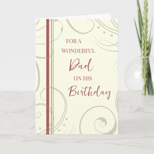 Tarjeta Cumpleaños de los Padres Rojo y Beige (Anverso)
