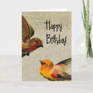 Tarjeta Cumpleaños de los pájaros del vintage