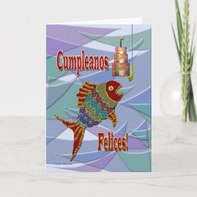 Tarjeta Cumpleaños de los pescados Español/Mexicano/Latino (Anverso)