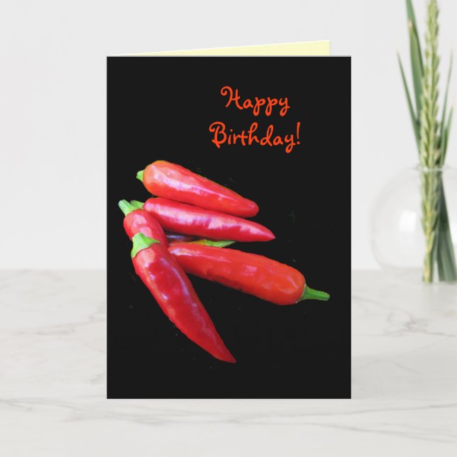 Tarjeta Cumpleaños de los Pimientos de Chili Caliente (Anverso)