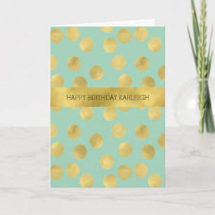 Tarjeta Cumpleaños de los puntos de Mint y Gold Glitz