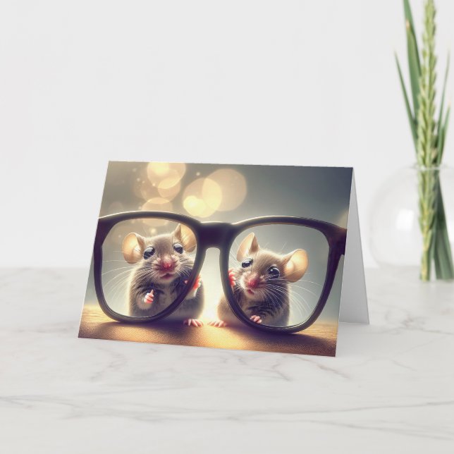 Tarjeta Cumpleaños de los ratones a través de los Glasses (Anverso)